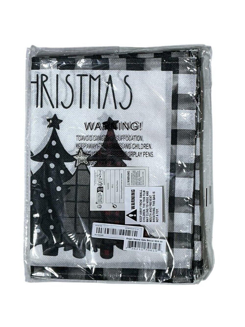 Christmas Placemats Trees Buffalo Plaid Placemats Black White 12 x 18 4 PC Set - Picture 12 of 16